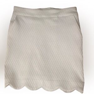 Swing Knit White Scalloped Hem Skort- S white poly spandex